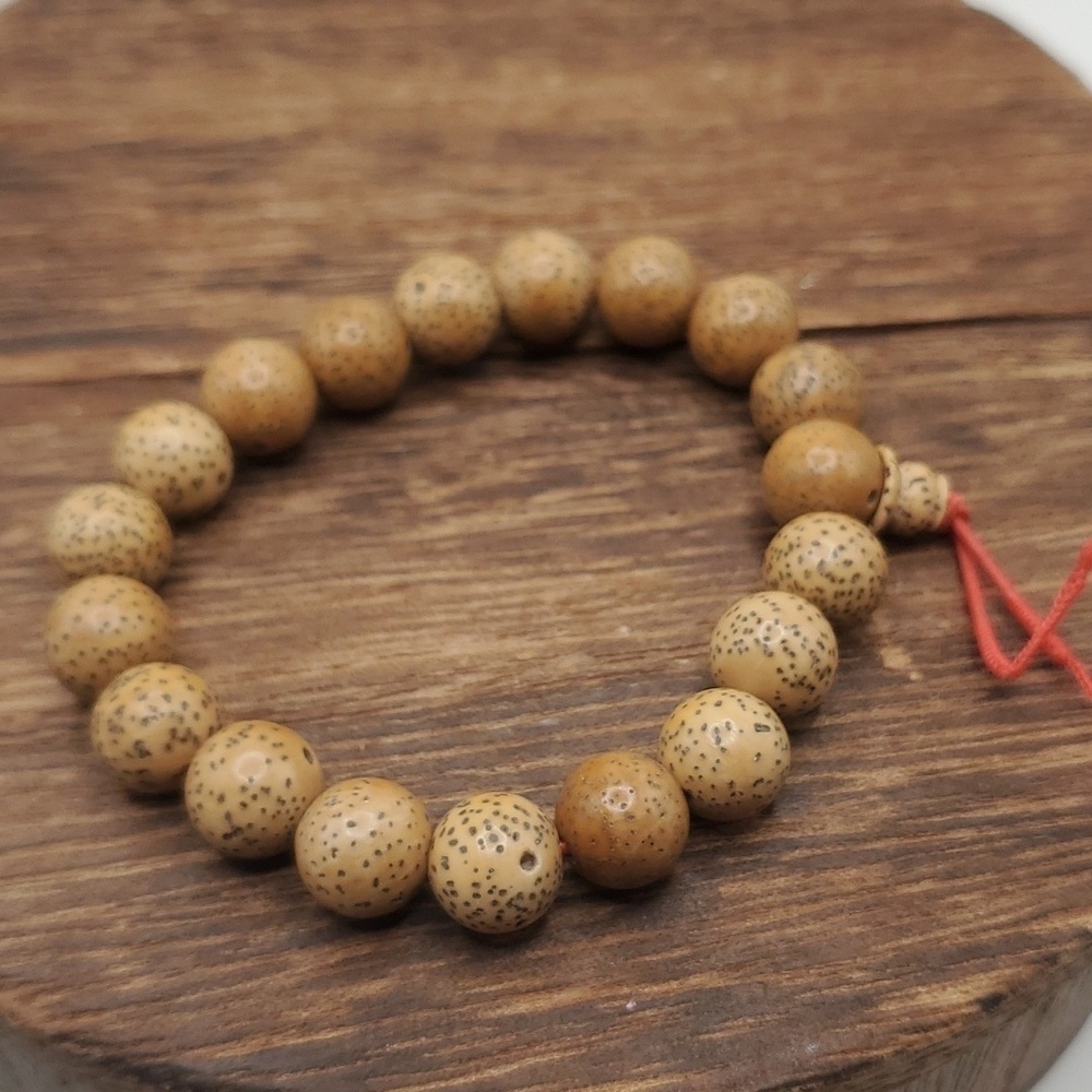 B2412 lotus seed beaded‎ bracelet tan camel